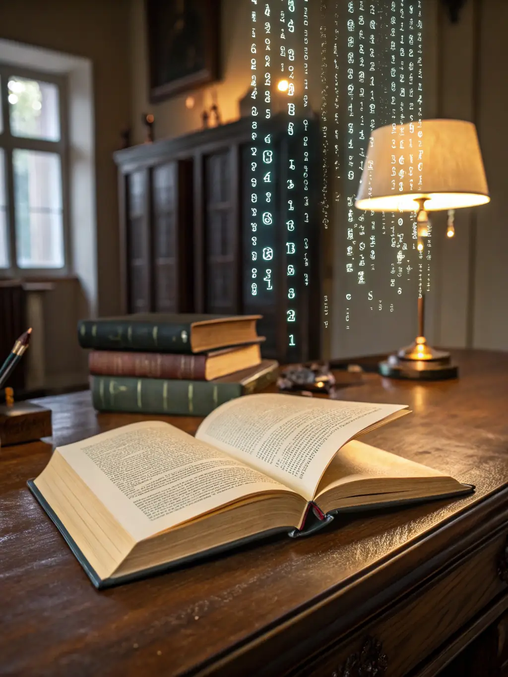 An open book with circuits and code flowing from its pages, representing the Learn section of Ledtele.