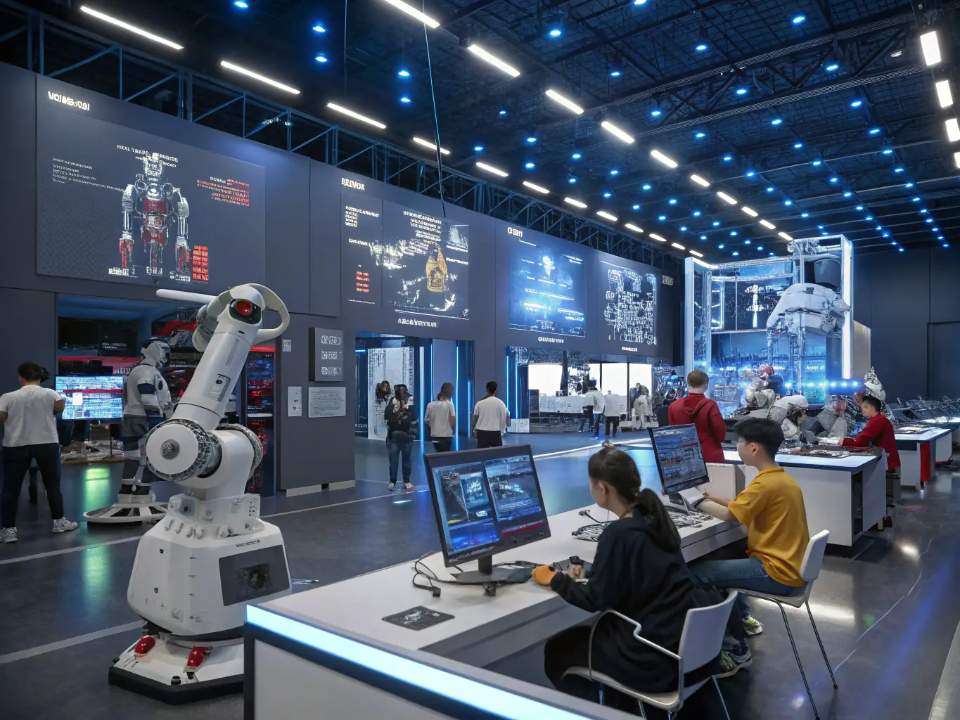 A student working on a robotics project in a well-equipped lab, showcasing the hands-on learning opportunities available through Ledtele.